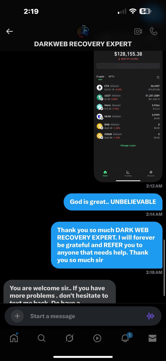 ptbuorg's tweet photo. GRATITUDE IS A MUST‼️‼️
I'm very grateful to @Dark_webDev, he's a trusted and reliable recovery expert on X. I got referred to him and he helped me recover everything stolen from me $128,000. THANK YOU SO MUCH I'LL FOREVER BE GRATEFUL @Dark_webDev https://t.co/quoVG4fomq