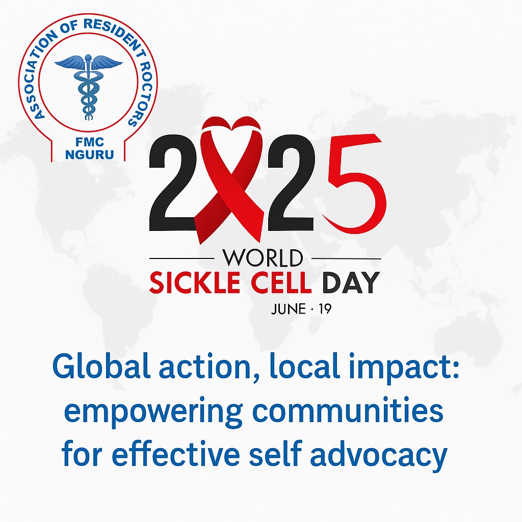ARDFMCNguru's tweet photo. On this World Sickle Cell Day, the ARD FMC Nguru chapter, under the leadership of Dr. Aminu Habibu, stands in solidarity with all sickle cell warriors within the FMC Nguru community and beyond. Together, we advocate for awareness, care, and hope.
#KnowYourGenotype
#Gettestedtoday https://t.co/HLVr2ctFJh