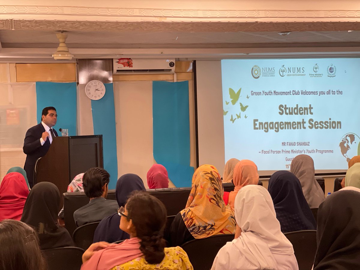 NumsOfficial's tweet image. NUMS GYM Club held an inspiring Student Engagement Session on May 15 with Mr. Fahad Shahbaz from the PM Youth Programme. From youth initiatives to PM-signed certificates, the event celebrated student leadership &amp;amp; sustainability! 

#NUMS #GreenYouthMovement #PMYouthProgramme