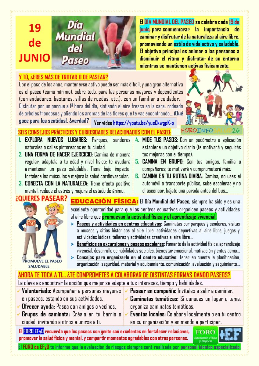 ¡Buenos días! 📯 Hoy es el DÍA MUNDIAL DEL PASEO👨‍🦯🚶‍♀️ Una actividad saludable, sencilla, gratuita, libre, segura... y para cualquier edad 👟🦯
Con FOROINFOSALUD26 te lo ponemos más fácil.
¡CUIDARTE ES LO MÁS NATURAL!💓