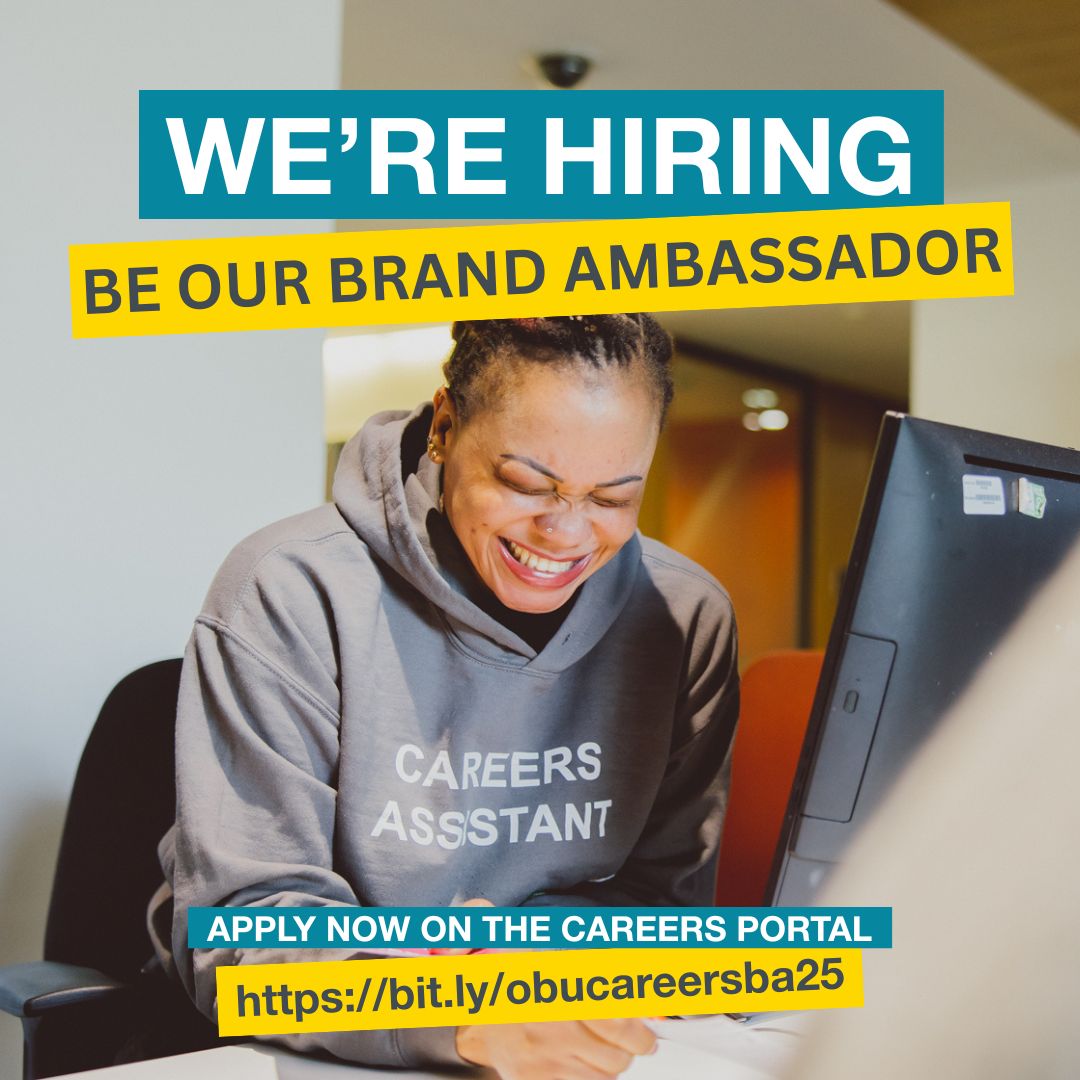 Your Careers team is hiring part-time student staff 🎉 - apply now to be our next Brand Ambassador (approx 6 hours per week)!

You'll be promoting Careers, the Jobshop and our Volunteer Centre to <a href="/oxford_brookes/">Oxford Brookes University</a> students, staff and employers.

bit.ly/obucareersba25