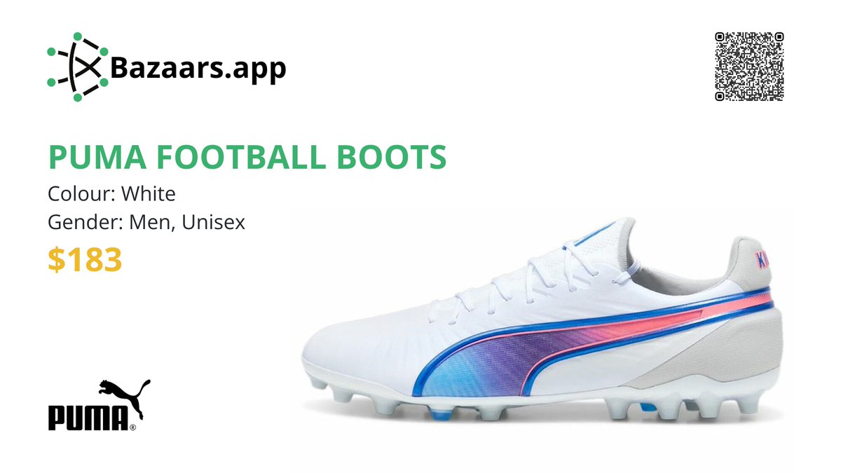 Rule the pitch in white-hot style and precision⚽️

Get yours bazaars.app/item/adults-fo…🛒

#Bazaars #BZR #Bazaarians #BazaarsApp #football #Puma #cryptocurrency #Blockchain