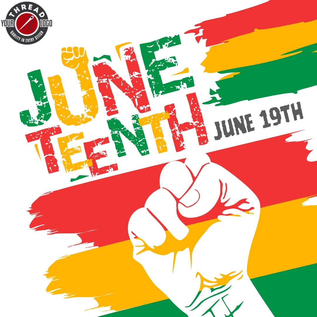 threadyourlogo's tweet image. ✊🏽 Happy Juneteenth!

Today we remember and celebrate freedom for all. Juneteenth marks the end of slavery in the U.S. At Thread Your Logo, we stand for equality, respect, and unity.

.
.

#Juneteenth #FreedomDay #threadyourlogo #BlackHistory #CelebrateFreedom #EqualityMatters