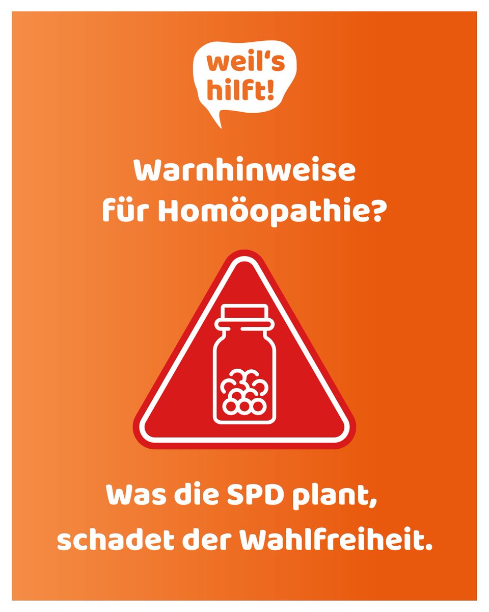 🛑 SPD-Antrag G28 will Homöopathie mit Warnhinweisen versehen &amp; aus dem Arzneimittelstatus streichen. 

Das ist Symbolpolitik gegen Therapiefreiheit &amp; Patientenautonomie.

👉 Mehr dazu: weils-hilft.de

#G28 #WeilsHilft #Homöopathie #SPDParteitag #Therapiefreiheit