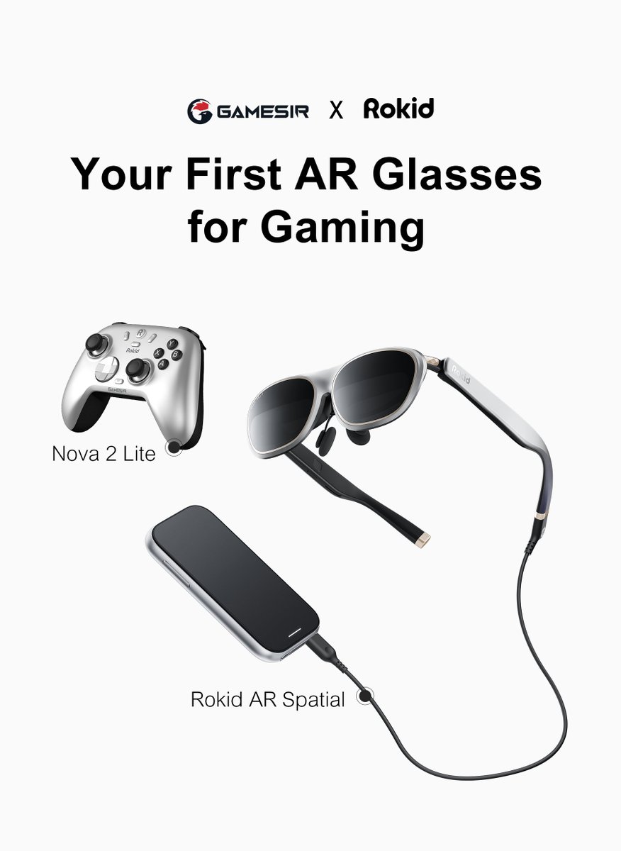 mygamesir's tweet photo. Rokid AR Spatial @RokidGlobal is here! 
Pair it with GameSir Nova 2 Lite for a whole new AR gaming experience!

🔗 Check it out: https://t.co/bVgqGyCdvx

#GameSir #Rokid #RokidARSpatial #ARglasses #GameSirNova2Lite https://t.co/gMQaaQeiYO