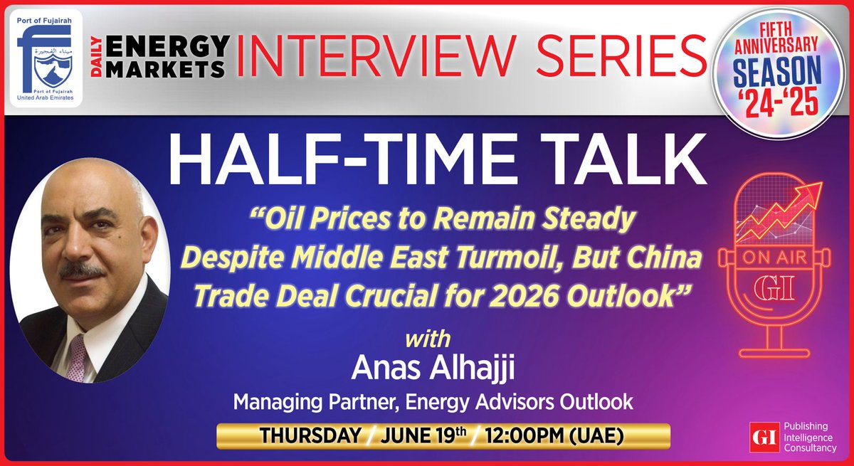 Gulf Intelligence (@gulf_intel) on Twitter photo Trade Deal Vital for Sustained Oil Market Stability
🎧 Full interview with Dr. <a href="/Anas_alhajji/">Anas Alhajji</a> now available here: youtu.be/2yFmozw4zzY?si…
#OilMarkets #EnergyOutlook #StraitOfHormuz #UAE #NaturalGasCrisis #China #OPEC #Geopolitics #iranisraelwar #OOTT Trade Deal Vital for Sustained Oil Market Stability
🎧 Full interview with Dr. <a href="/Anas_alhajji/">Anas Alhajji</a> now available here: youtu.be/2yFmozw4zzY?si…
#OilMarkets #EnergyOutlook #StraitOfHormuz #UAE #NaturalGasCrisis #China #OPEC #Geopolitics #iranisraelwar #OOTT