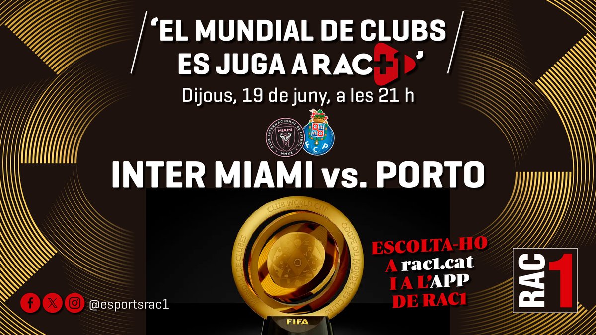 𝗥𝗔𝗖+𝟭 | 🚨 Comença l'Inter Miami 🆚 Porto!

Viu-lo en directe amb la narració de <a href="/RogerSaperas/">Roger Saperas</a> 🎙️

▶️ WEB: rac1.cat
📲 App de <a href="/rac1/">RAC1</a>