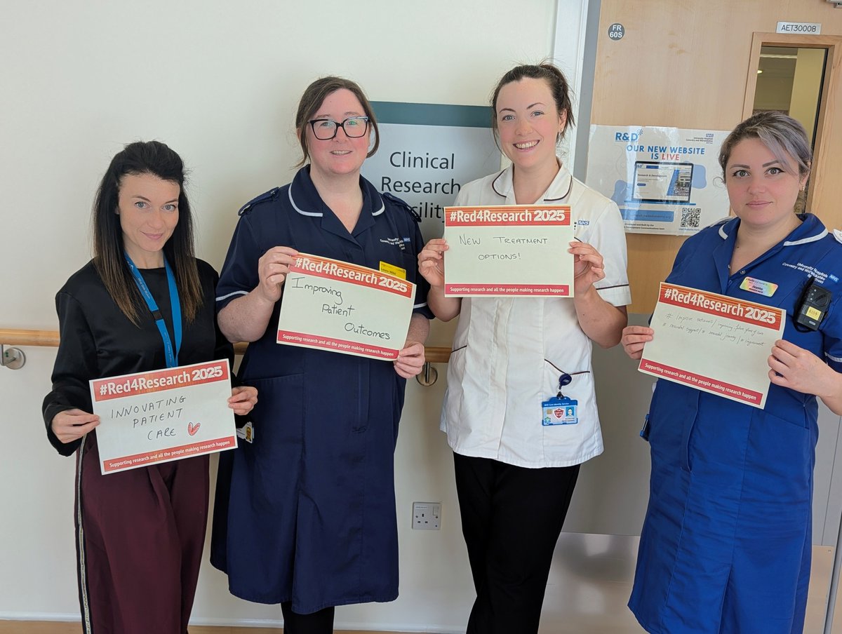 R&D at UHCW (@uhcw_randd) on Twitter photo We give you our fab Set-up Team, joined by some of our R&D delivery colleagues, meaning business for #Red4research and stating some of the reasons why research matters to them.
Join us in celebrating #research #healthcare and tell us why you think research is important <a href="/nhsuhcw/">UHCW NHS Trust</a> We give you our fab Set-up Team, joined by some of our R&D delivery colleagues, meaning business for #Red4research and stating some of the reasons why research matters to them.
Join us in celebrating #research #healthcare and tell us why you think research is important <a href="/nhsuhcw/">UHCW NHS Trust</a>