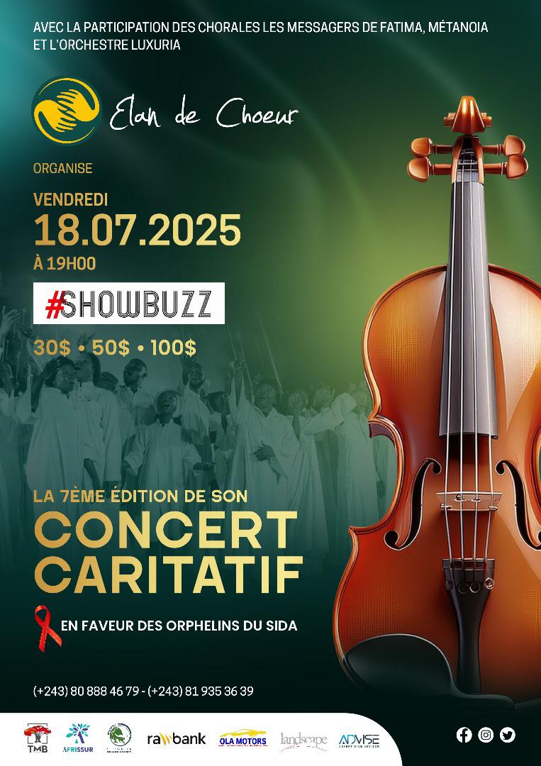 Avec la participation des #chorales Les Messagers de #Fatima, Métanoia et l'orchestre Luxuria, #ElandeChoeur vous convie à la #septième édition de son concert destiné à soutenir la #scolarisation des orphelins du Sida.

Welcome !
#fundraising #Showbuzz #18juillet #Kinshasa