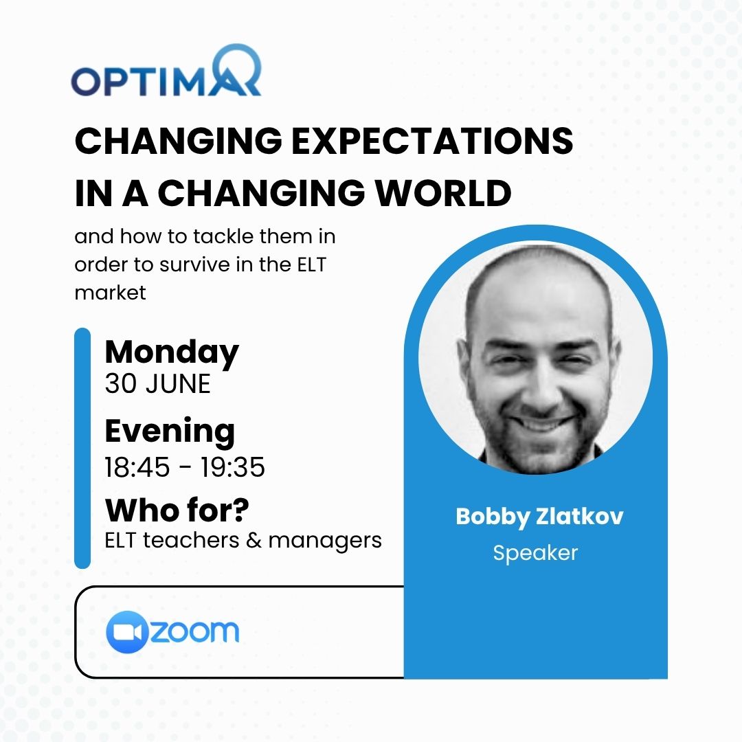 Eaquals's tweet image. 📢 Don’t miss this #ELT webinar hosted by Eaquals Associate Member Optima!

🗓 30 June | 🕕 18:45–19:35 CET
🎤 Bobby Zlatkov
📍 Zoom: us06web.zoom.us/j/87367984048?…

Explore how changing expectations in education impact teaching today.

#CPD #LanguageEd