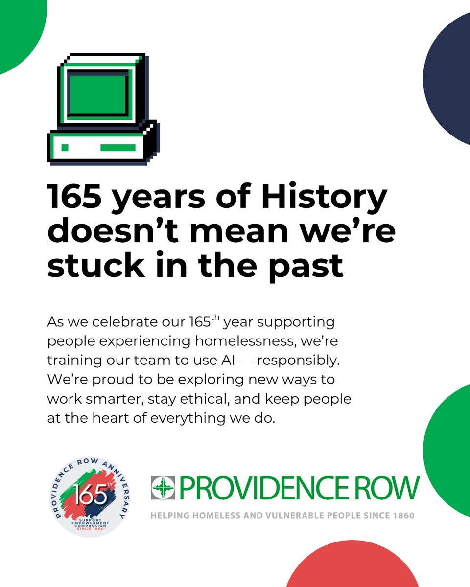 Providence_Row's tweet photo. We’re training our team to use AI — responsibly. This week, staff at Providence Row are taking part in hands-on training to build confidence with AI tools like ChatGPT.
#ProvidenceRow #165yearsofsupport #homelessness #endhomelessness #charity #london #eastlondon #aitraining #aile https://t.co/rAUnua8KA5