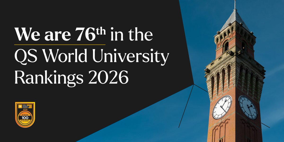 Uni of Birmingham (@unibirmingham) on Twitter photo The results are in: we've risen to 76th in the <a href="/worlduniranking/">QS World University Rankings</a> 🎉
Thanks to all the students, staff, academics, alumni & partners around the world who have helped us rise once again - this sustained improvement is great news in our 125th anniversary year
birmingham.ac.uk/news/2025/univ… The results are in: we've risen to 76th in the <a href="/worlduniranking/">QS World University Rankings</a> 🎉
Thanks to all the students, staff, academics, alumni & partners around the world who have helped us rise once again - this sustained improvement is great news in our 125th anniversary year
birmingham.ac.uk/news/2025/univ…