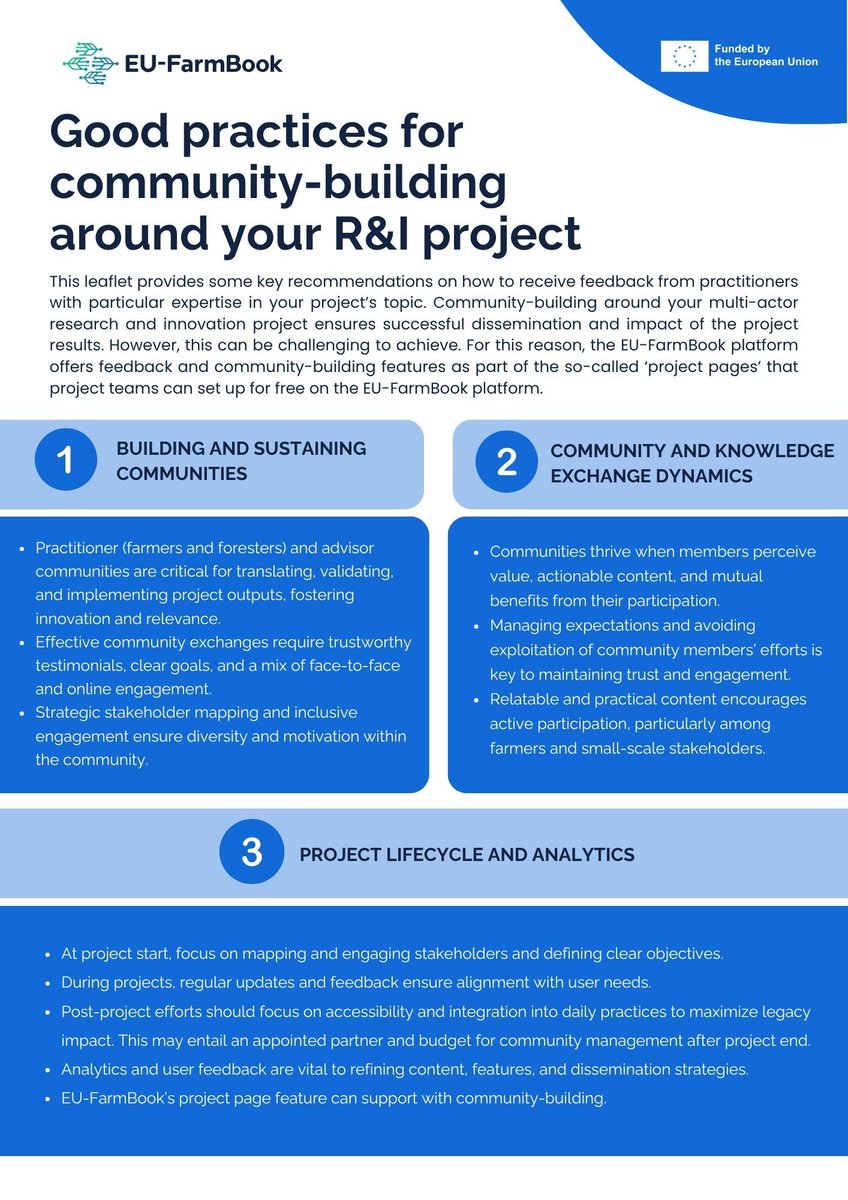 Building a strong community around your #Research and #Innovation project is key to spreading your results and creating real impact.

🔗 Discover how the #EUFarmBook platform supports your community-building efforts with free dedicated project pages: eufarmbook.eu