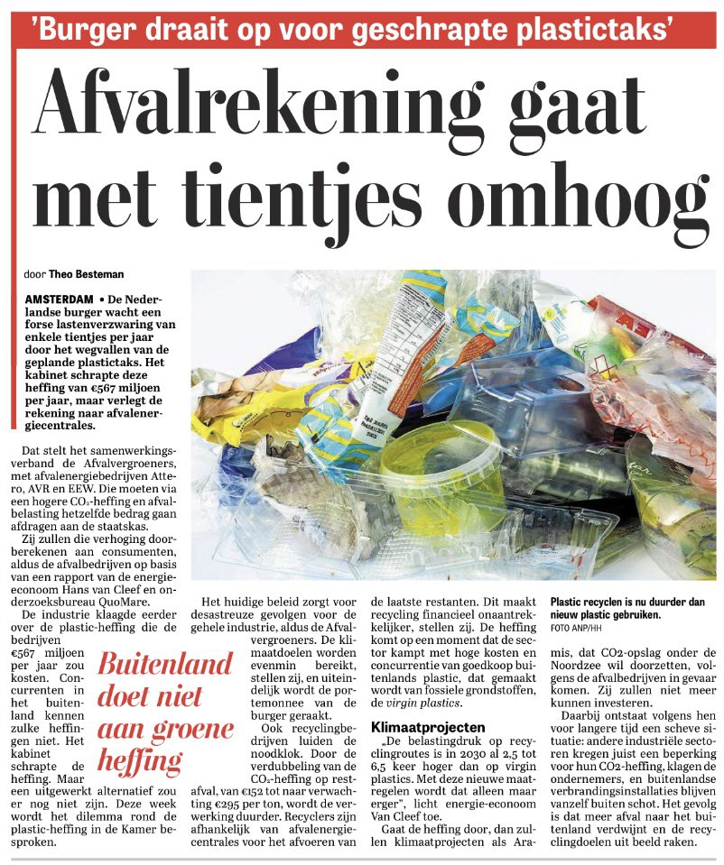 Afvalrekening gaat met tientjes omhoog. Opnieuw draait de burger op voor bestuurlijk falen. Net als met stikstof en de energietransitie. Buitenland doet niet aan die gekkigheid. Links milieubeleid kost ons als Nederlandse burger een vermogen.