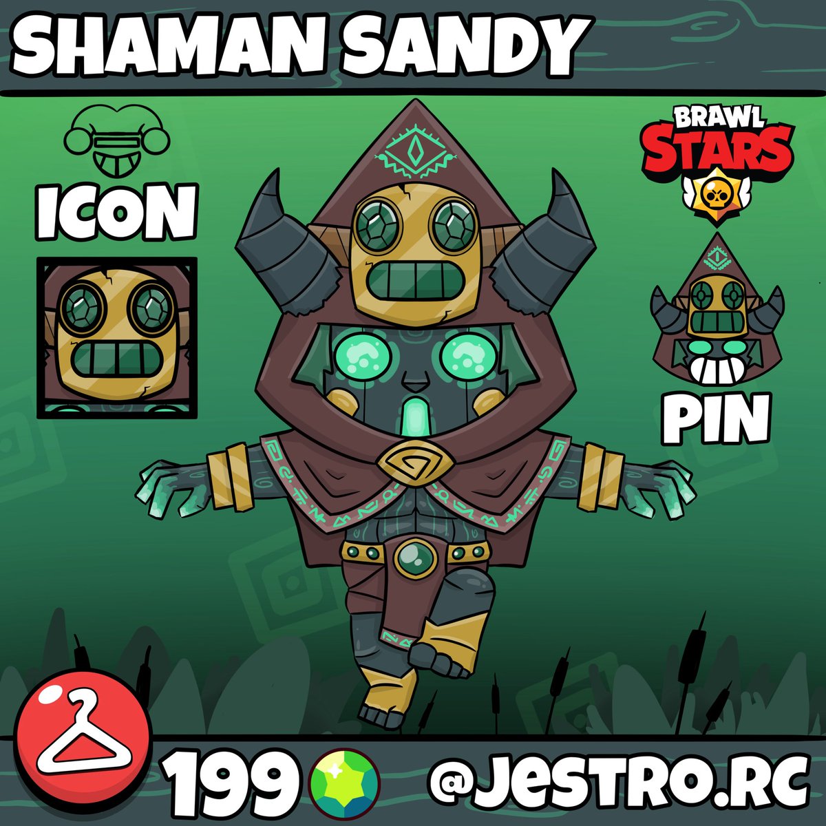 New <a href="/BrawlStars/">Brawl Stars</a> skin concept „SHAMAN SANDY“ 🍃😈

#art #brawlstars #brawlart #brawlstarsart #brawlstarsfanart