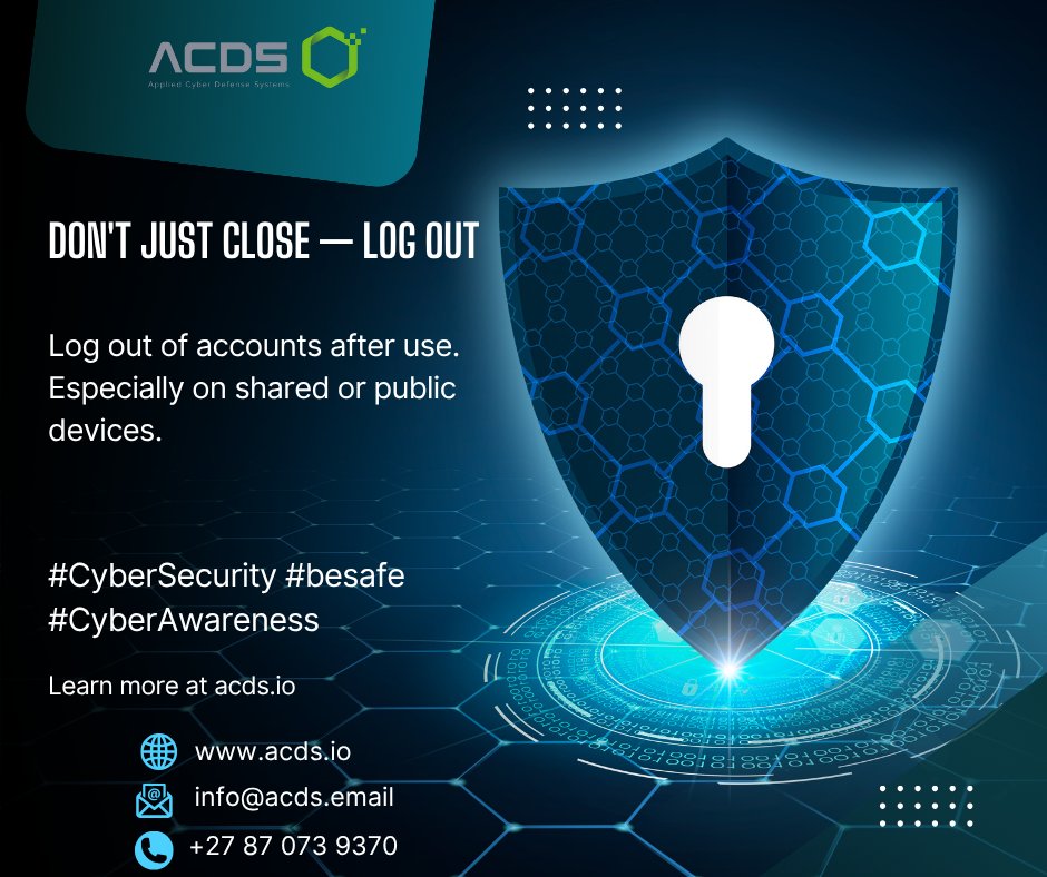 ACDSCyber's tweet photo. Cybersecurity Tip of the Day #acds #saferinternet info@acds.email +27 87 073 9370 https://t.co/bjYR9Bz7zO