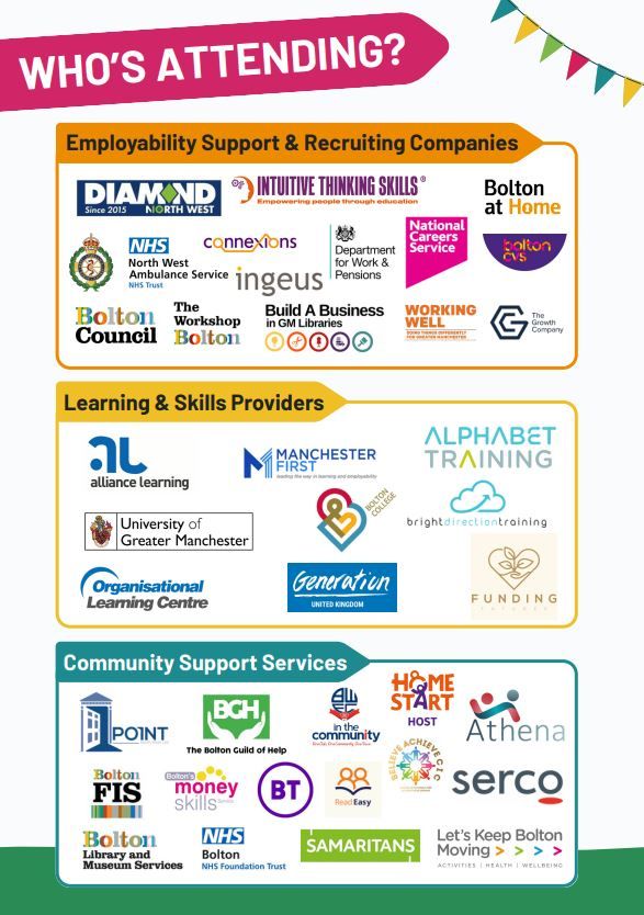 Today we'll be attending the Bolton Learning and Skills fair at Victoria Square. Look out for our stall, and pop by for a chat.
BA