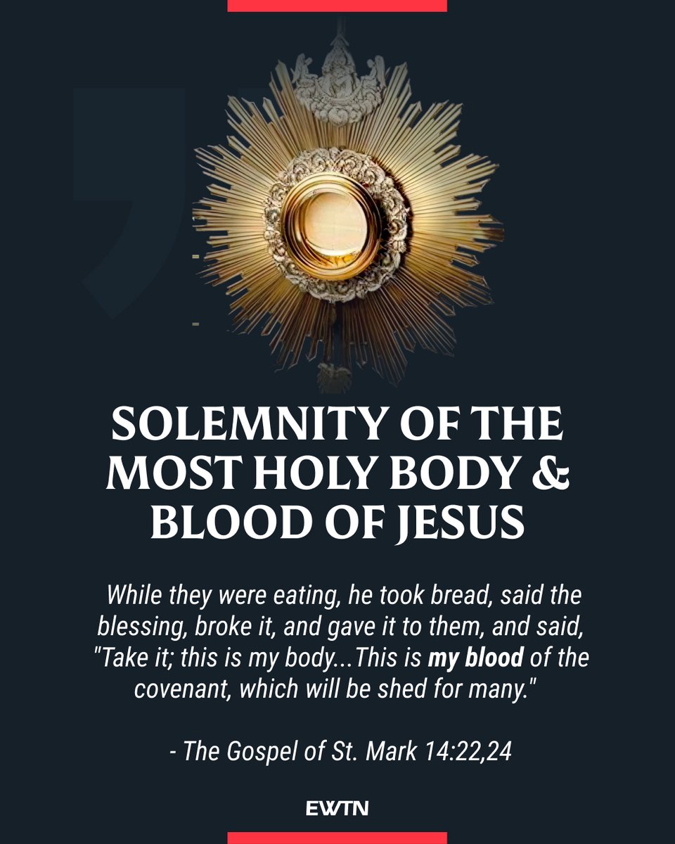 In June, we celebrate the Solemnity of the Body and Blood of Jesus Christ (Corpus Christi: on June 19 or 22, depending on your diocese).

Prayer while Visiting the Most Blessed Sacrament:
ewtn.com/catholicism/de…