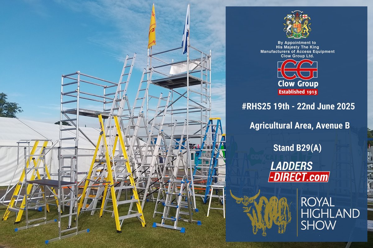 LaddersDirect's tweet photo. All set up and ready to go at the Royal Highland Show! #RHS25 #Clow #Ladders #Steps #Platforms #Podiums #ScaffoldTowers https://t.co/DZGFoSA5du