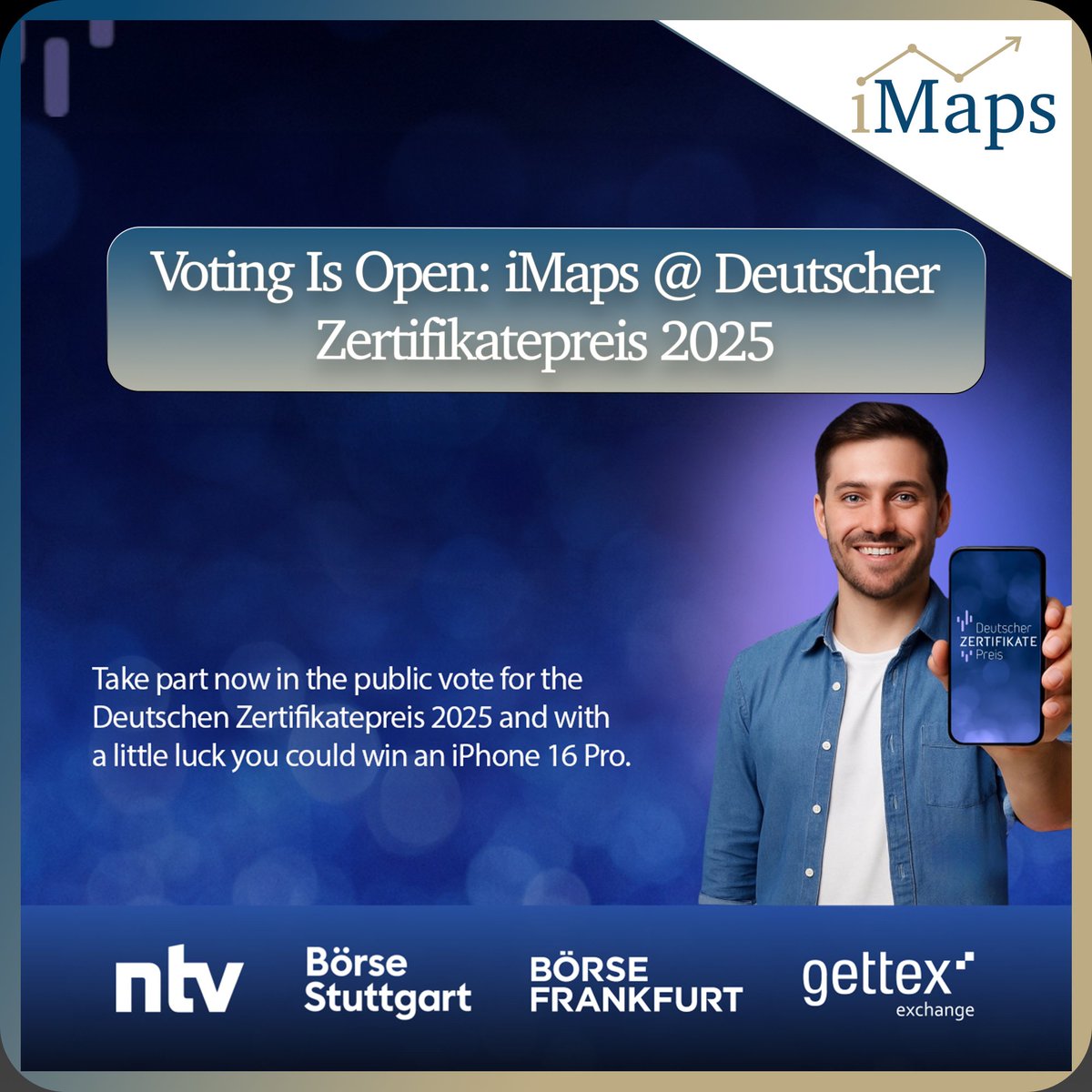 iMaps Capital Markets (@imapscapital) on Twitter photo Weâre proud to share: <a href="/iMapsCapital/">iMaps Capital Markets</a> is once again nominated for the #DeutscherZertifikatepreis, and this year, weâre not just among the Top 16 out of 41 #Issuers. Weâre one of only three independent players without a banking group behind us. Thatâs not just rare, for us it means Weâre proud to share: <a href="/iMapsCapital/">iMaps Capital Markets</a> is once again nominated for the #DeutscherZertifikatepreis, and this year, weâre not just among the Top 16 out of 41 #Issuers. Weâre one of only three independent players without a banking group behind us. Thatâs not just rare, for us it means