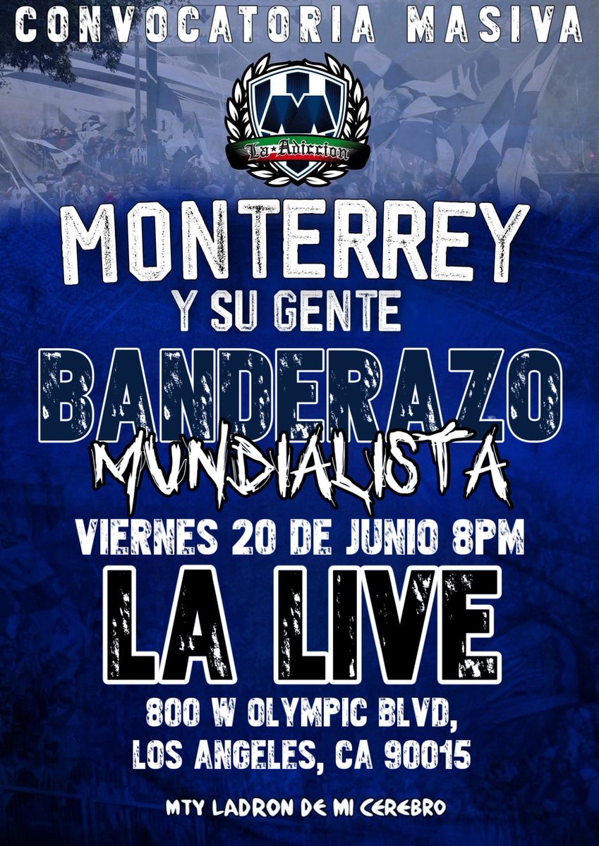 LAADICCIONCFM's tweet photo. Sigamos pintando Los Angeles de Azul y Blanco, nos vemos el viernes en el banderazo !!! 🇫🇮🥁

¡ TODO RAYADO ES BIENVENIDO !

MTY LADRON DE MI CEREBRO https://t.co/5DooHpExgI