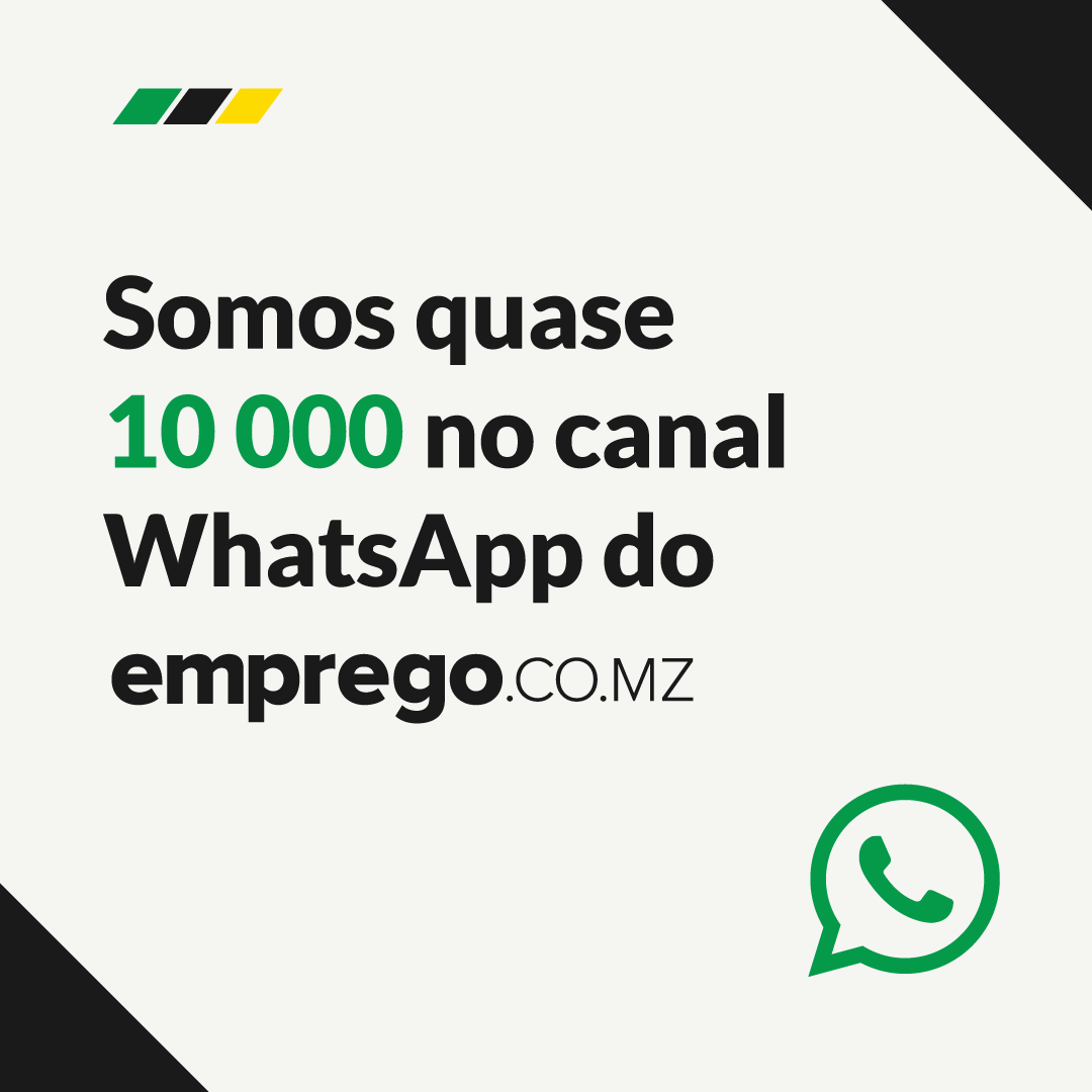 empregomz's tweet photo. Junta-te a nós, mantemos os nossos candidatos actualizados sobre todas as oportunidades de emprego e tendências no mercado laboral moçambicano.

👉https://t.co/gTjJSjtTc0

#EmpregoCoMz #CanalWhatsApp #Candidatos #OportunidadesEmMoçambique https://t.co/JErOgoqFjf