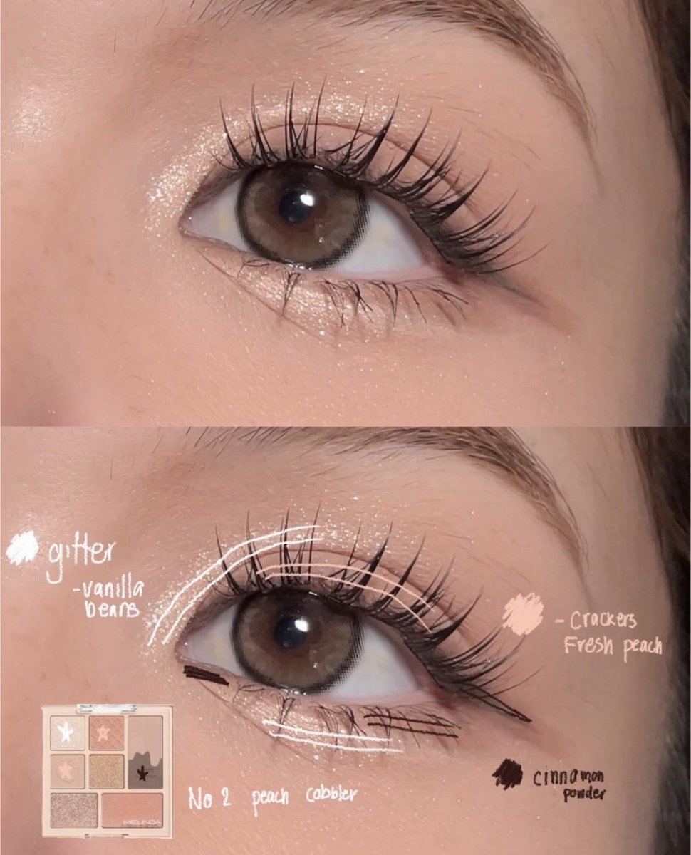 ถ้าใครชอบกลิตเตอร์ฉ่ำๆๆฟีลนี้ แต่เป็นอชดพาเลทแนะนำของmeilinda ตุวนี้กลิตเตอร์ฉ่ำมากกกก แบรนด์ที่แต่งตาโต่วอินได้ โทนพีชๆที่ไม่ส้มอิฐ สวยดุ้ง