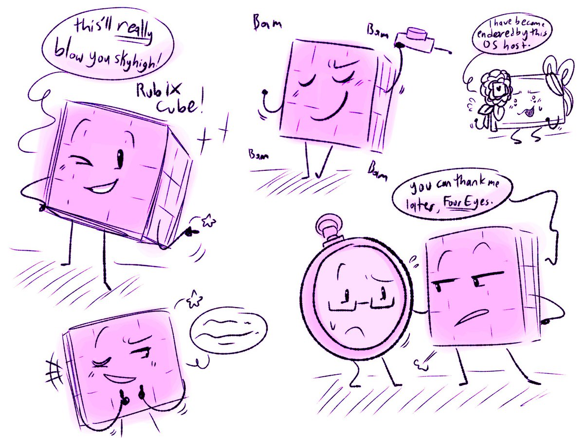 citrusjuice301's tweet photo. hey so what the heck!! ive been object show hopping like crazy and immediately found myself enjoying #battleforchampionsresort alot!! XD 

additionally Rubix Cube REALLY got my attention when I checked out the latest season, so enjoy some doodles from that!! :]c ✨

#bfcr #osc https://t.co/fRmzf4XRy1