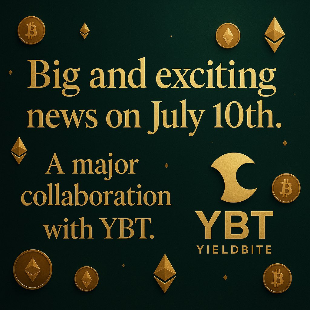 YieldbiteYbt's tweet photo. Coming soon, the first collaboration between a real business and the YBT currency. Big and surprising news 10.7. Stay tuned… https://t.co/iFdcuurK3L