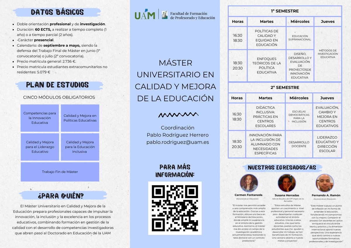 ¿Te interesa la calidad y mejora de la educación?
📢 Máster en Calidad y Mejora de la Educación🔝 
uam.es/uam/master-uni…