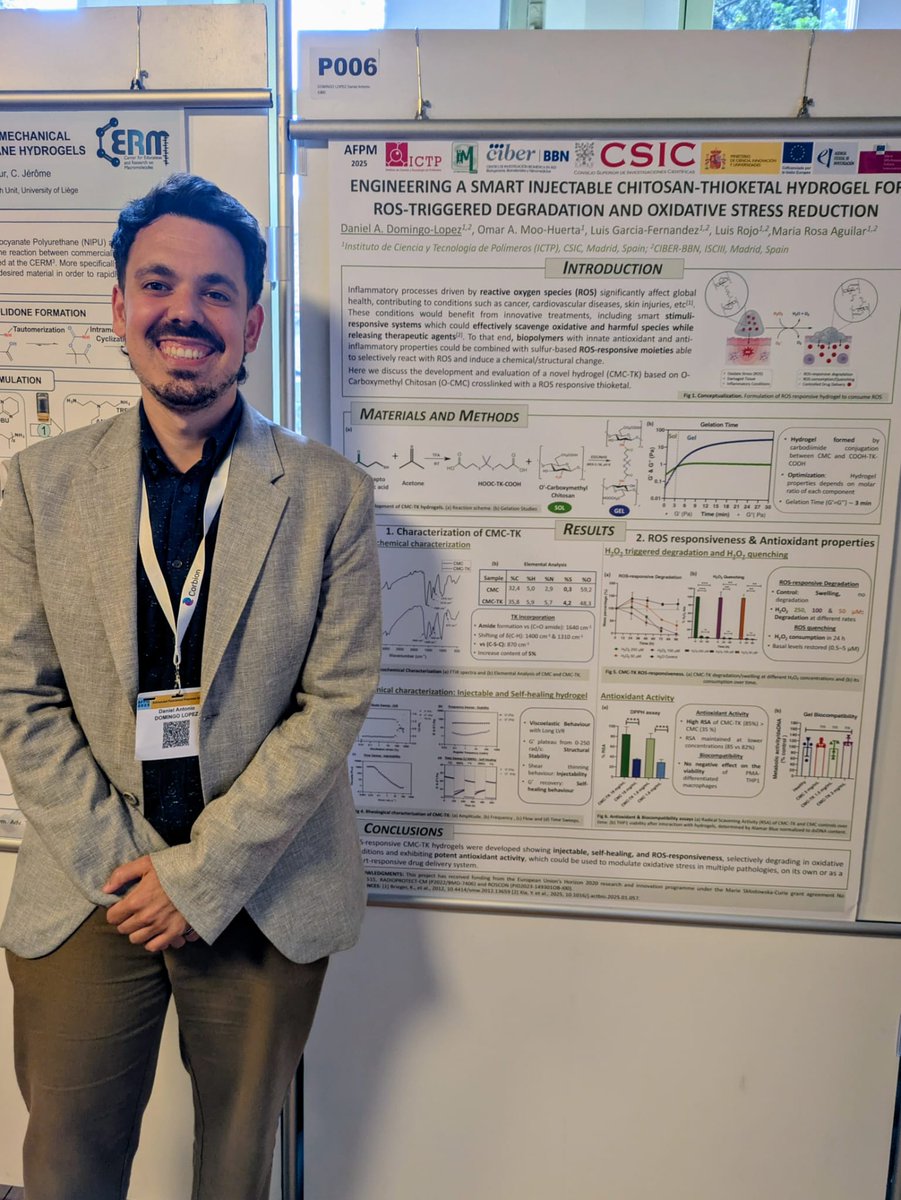 Biomaterials group attended the AFPM 2025 conference held in Ghent, with Dr. María Rosa Aguilar (Invited Lecture: Polysaccharide-Based Biomaterials for Therapeutic and Diagnostic Applications in Regenerative Medicine and Neuroinflammation) and Dr. Daniel Domingo