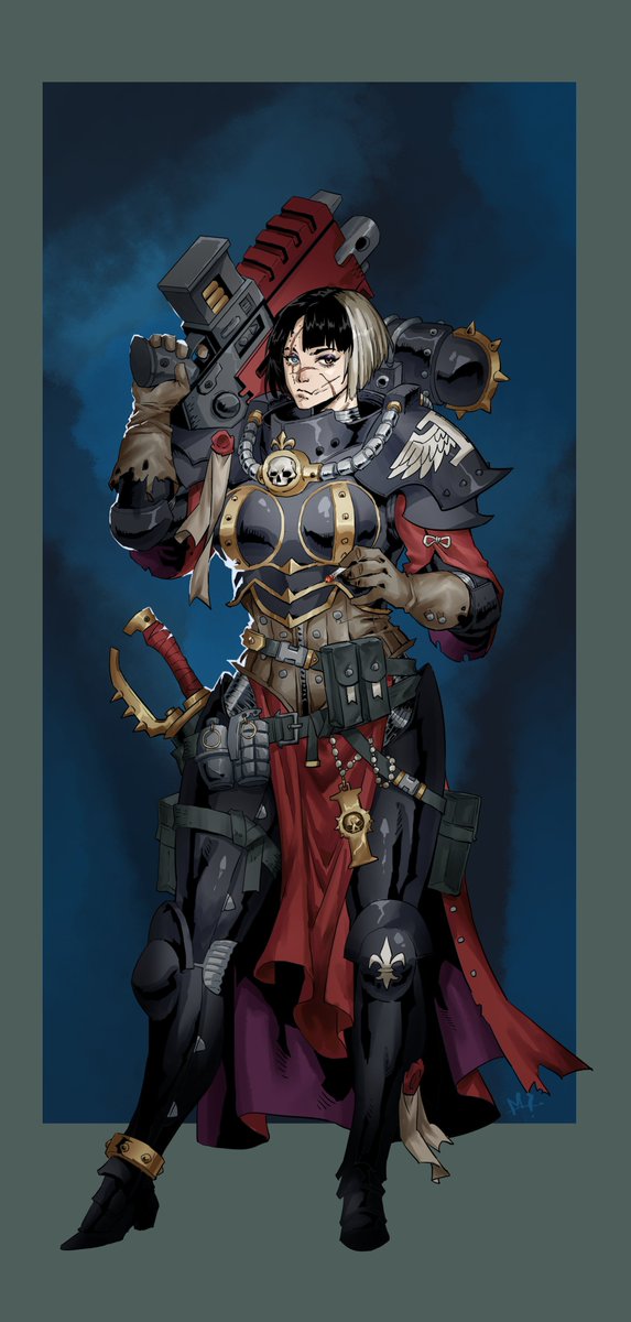 This is just a fan art of warhammer40000
I really like the schoolgirl-like Battle Sister. This time, I want to try a sister who looks older and more experienced. Hahahaha.