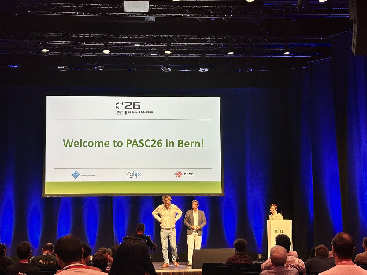 PASC_Conference's tweet image. #PASC25 is over! It’s time to start preparing for #PASC26 taking place from June 28 to July 1, 2026. #PASC26 chair Dominik Obrist revealed the theme “Building Trust in Science through #HPC Co-Design” and invited all to join him in Bern “the most beautiful city in Switzerland”!