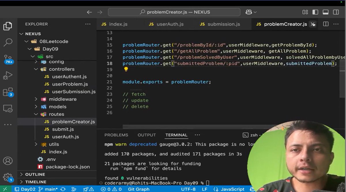 ashish_st's tweet image. 🚀 Day140 #WebDev #Blockchain w/ @rohit_negi9
Lecture 09: Profile deletion ✅, fetching user problem IDs 📥, why you can’t index every field 🚫, & building a compound index (userID+problemID) for blazing-fast queries. #LeetCodeClone #MongoDB #Backend #Indexing