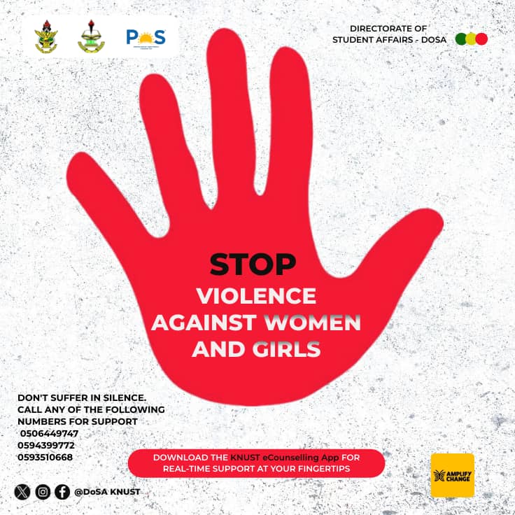 DoSA_KNUST's tweet image. Don't suffer in silence. Call any of the numbers for help.
@knust_src @KNUSTGH @grasag_knust @Thevokofficial @KNUST_Live