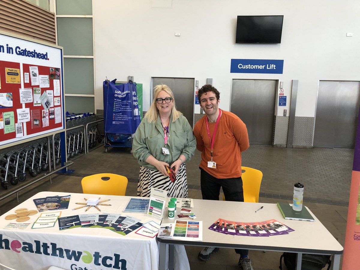 Connected Voice (@connectedvoice_) on Twitter photo Drop in this morning to Tesco Extra Trinity Sq! Until 11am! Our Gateshead Volunteer Centre officer Harley is partnering up with the brilliant Cheryl <a href="/HWGateshead/">Healthwatch Gateshead</a> to support residents’ wellbeing and development. More partnered drop ins throughout the year too 🥳 Drop in this morning to Tesco Extra Trinity Sq! Until 11am! Our Gateshead Volunteer Centre officer Harley is partnering up with the brilliant Cheryl <a href="/HWGateshead/">Healthwatch Gateshead</a> to support residents’ wellbeing and development. More partnered drop ins throughout the year too 🥳
