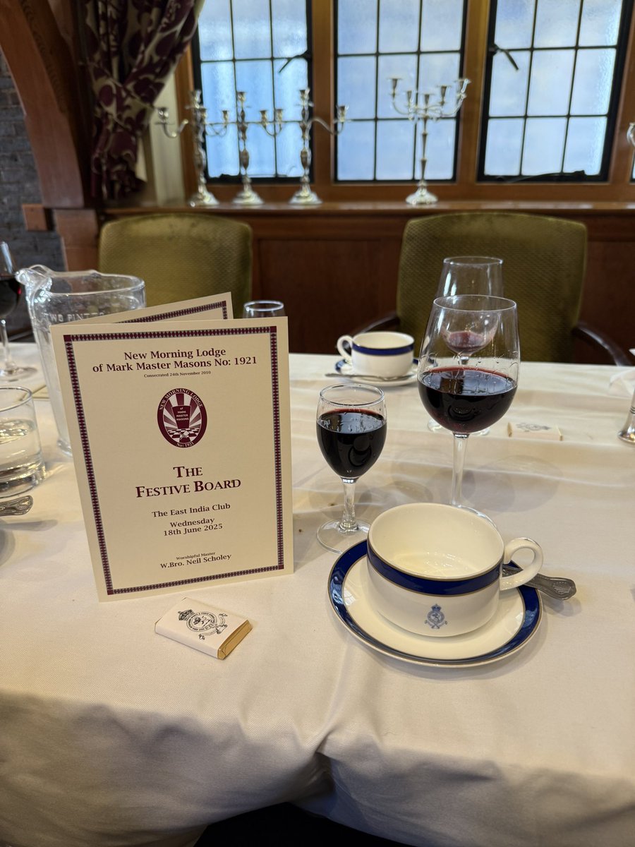 Really enjoyable Installation ceremony at my New Morning Mark Lodge yesterday. Always good to meet at Duke Street. Great company and a very decent festive board too. 🪓 

#MarkMasons #Freemasonry
