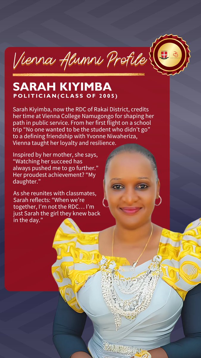"When we’re together, I'm not the RDC..I'm just Sarah the girl they knew back in the day."- Sarah Kiyimba on what the alumni dinner means to her.

#viennaalumni #viennaat25