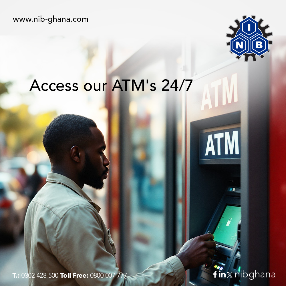 NIBGHANA's tweet photo. Experience uninterrupted banking service with NIB ATMs at any time of the day. It’s convenient and reliable.

#NIBPLC #ATMBanking #ReliableServices #NIBYourBusinessisOurBusiness https://t.co/GMOFJZ6kd3
