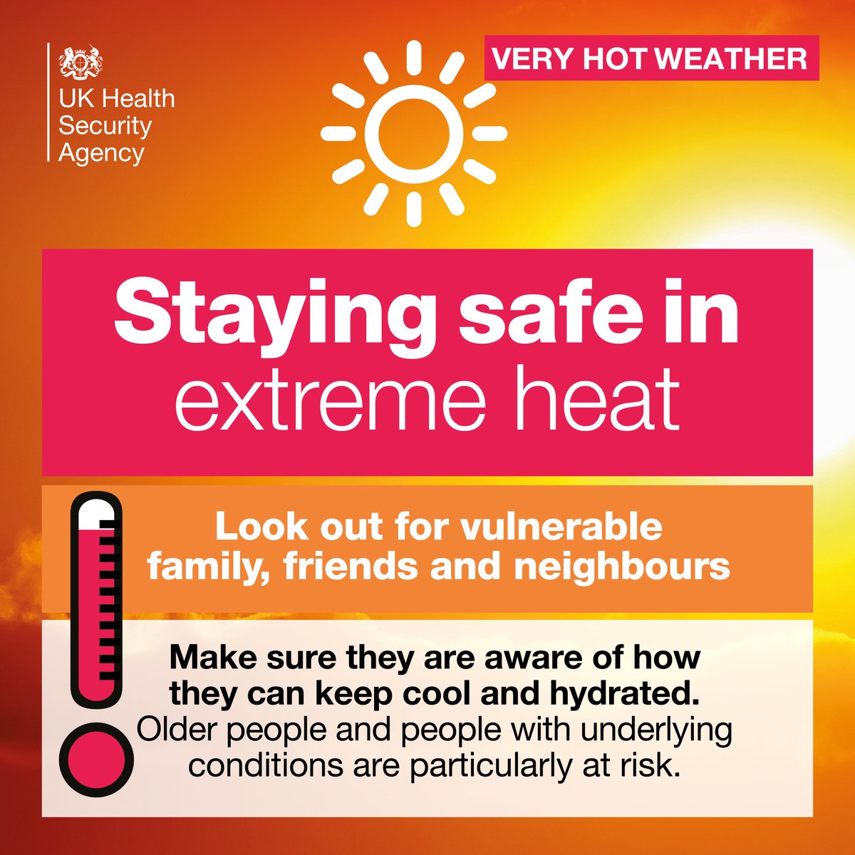 With the extreme weather conditions we have been experiencing over the past few days and are forecasted into the weekend, please keep yourself safe and check in on those vulnerable around you. 🌞🥤