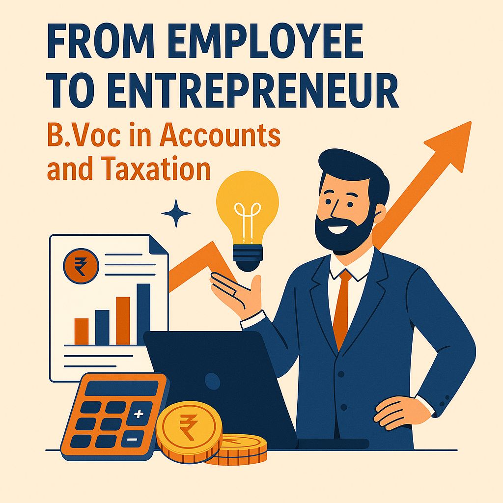 PPSDI_Official's tweet photo. Thinking of starting your own business? A B.Voc in Accounts &amp; Taxation equips you with real-world financial skills, tax knowledge &amp; strategic thinking—your first step from employee to entrepreneur! #Entrepreneurship #BVoc #AccountsAndTaxation #StartupIndia https://t.co/6lXWhsV3gN https://t.co/flT4SEs3qG