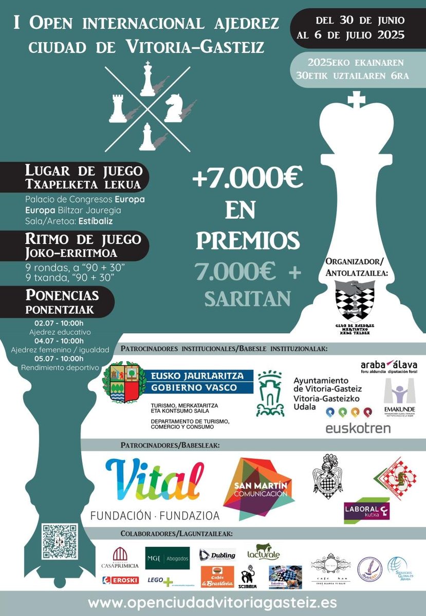 Europa Jauregiak ‘Vitoria #Gasteiz Hiria’ Nazioarteko I. Xake Opena hartuko du v-g.eus/3FKEWM3

El Palacio Europa acoge el I Open Internacional de Ajedrez ‘Ciudad de #VitoriaGasteiz’ v-g.eus/4k30aCT