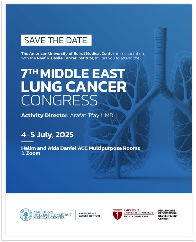 HPDC_AUB's tweet image. The Seventh Middle East Lung Cancer Congress:
A leading platform for advancing clinical understanding and treatment of lung cancer. Join experts from across disciplines to discuss the latest research, foster collaboration, and improve patient outcomes across the region.