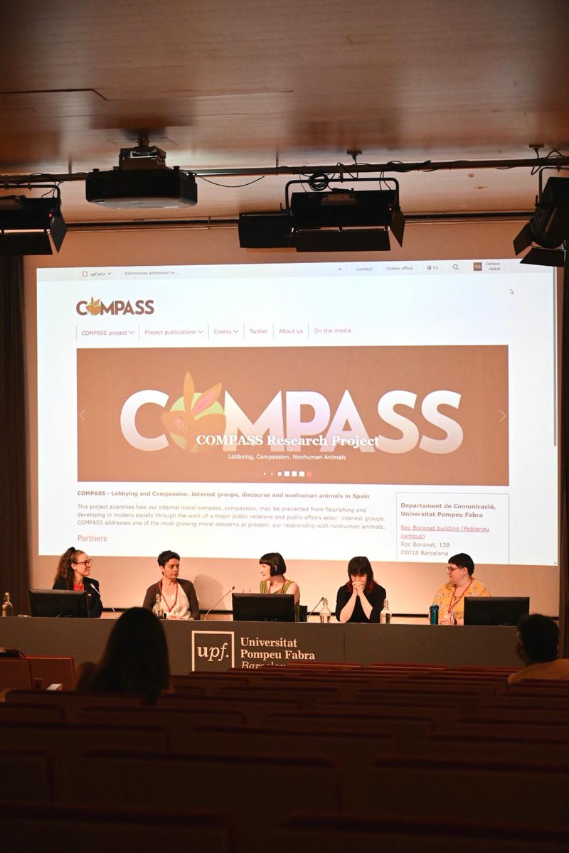 UPF_CAE's tweet photo. Good morning! 🌞 Starting the last day of #CompassionateFutures with:
Panel 8: Lobbying and Compassion. 
Zipporah Weisberg in conversation with Núria Almiron, Estela Díaz, Olatz Aranceta-Reboredo &amp; Laura Fernández, discussing the COMPASS research project. https://t.co/khfuhaI6hp