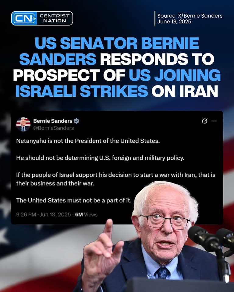 centristnattv's tweet image. US Senator Bernie Sanders Responds to Prospect of US Joining Israeli Strikes on Iran

#BernieSanders #usa #iran #cnnews #centristnation