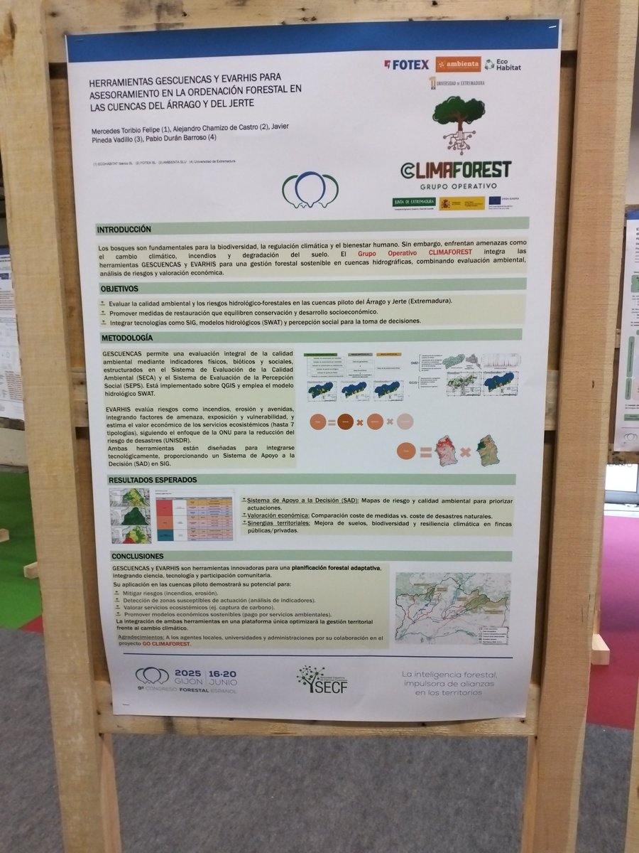 GOClimaforest's tweet image. Estamos presentes en el Noveno Congreso Forestal Español #9CFE. GO ClimaForest presenta dos posters que hablan de gestión de hábitats y biodiversidad y el uso de las herramientas #Gescuencas y #Evarhis para la gestión forestal.👉👉