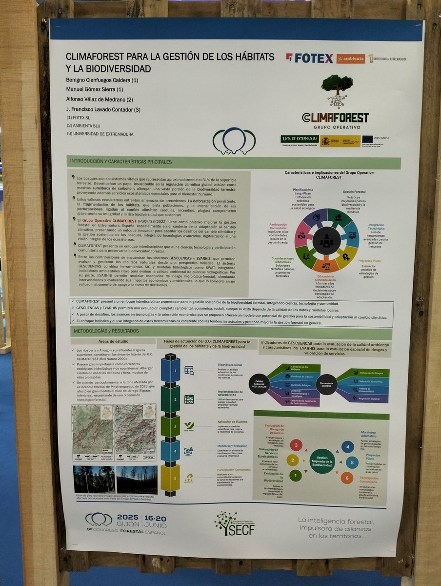 GOClimaforest's tweet image. Estamos presentes en el Noveno Congreso Forestal Español #9CFE. GO ClimaForest presenta dos posters que hablan de gestión de hábitats y biodiversidad y el uso de las herramientas #Gescuencas y #Evarhis para la gestión forestal.👉👉
