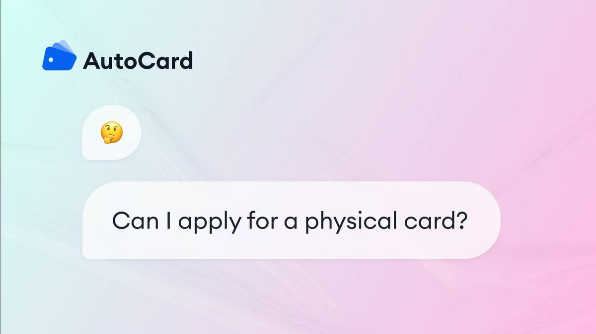 AutoCard_io's tweet image. 🤔Q：Can I apply for a physical card?

✍️A: AutoCard currently supports virtual cards only. Physical cards are in the works — stay tuned!

#AutoCard #CryptoCard #Web3Payments