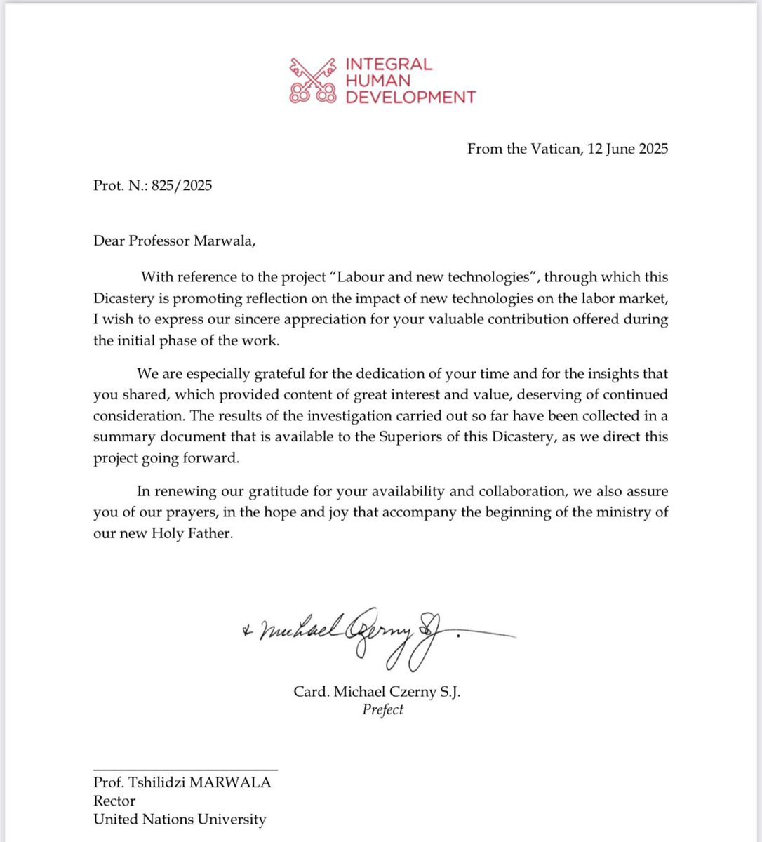 tmarwala's tweet image. I am in Rome and had the honour of meeting Enrique Barón, former President of the European Parliament and Chancellor of the University of Peace. We discussed AI for peace, sustainability, and the future of work. Grateful for the Vatican–@UNUniversity collaboration. #AIforPeace