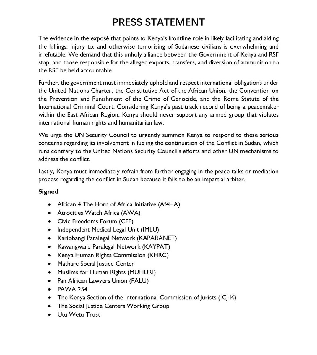 Joint Press Statement: Kenyan Government Must Stop Fueling the Sudan Conflict
socialjusticecentrewg.org/joint-press-st…